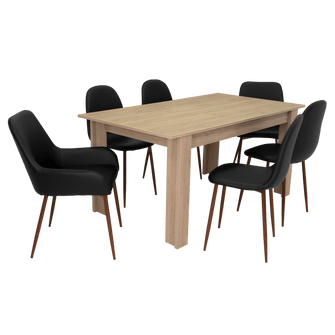 Combo Comedor Limea, Beige, Wengue y Café Claro, Incluye Comedor y 6 Sillas