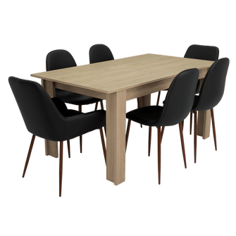 Combo Comedor Limea, Beige, Wengue y Café Claro, Incluye Comedor y 6 Sillas