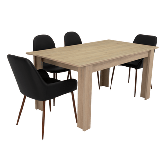 Combo Comedor Limea, Beige, Wengue y Café Claro, Incluye Comedor y 6 Sillas