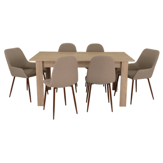 Combo Comedor Limea, Beige, Café Claro y Chocolate, Incluye Comedor y 6 Sillas