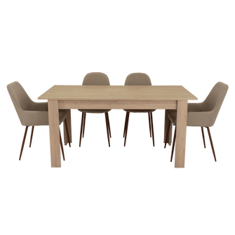 Combo Comedor Limea, Beige, Café Claro y Chocolate, Incluye Comedor y 6 Sillas