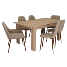 Combo Comedor Limea, Beige, Café Claro y Chocolate, Incluye Comedor y 6 Sillas