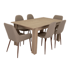 Combo Comedor Limea, Beige, Café Claro y Chocolate, Incluye Comedor y 6 Sillas