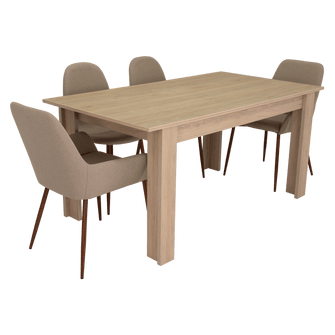 Combo Comedor Limea, Beige, Café Claro y Chocolate, Incluye Comedor y 6 Sillas