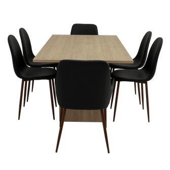 Combo Comedor Demby, Beige, Wengue y Café Claro, Incluye Comedor y 6 Sillas