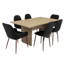 Combo Comedor Demby, Beige, Wengue y Café Claro, Incluye Comedor y 6 Sillas