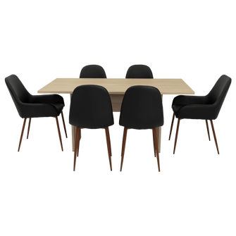 Combo Comedor Demby, Beige, Wengue y Café Claro, Incluye Comedor y 6 Sillas