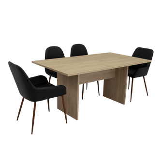 Combo Comedor Demby, Beige, Wengue y Café Claro, Incluye Comedor y 6 Sillas