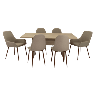 Combo Comedor Demby, Beige, Café Claro y Chocolate, Incluye Comedor y 6 Sillas