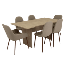 Combo Comedor Demby, Beige, Café Claro y Chocolate, Incluye Comedor y 6 Sillas
