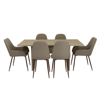 Combo Comedor Demby, Beige, Café Claro y Chocolate, Incluye Comedor y 6 Sillas