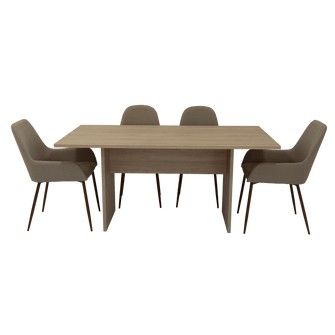 Combo Comedor Demby, Beige, Café Claro y Chocolate, Incluye Comedor y 6 Sillas