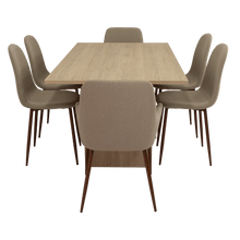 Combo Comedor Demby, Beige, Café Claro y Chocolate, Incluye Comedor y 6 Sillas