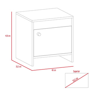 Mesa de Noche Tutto, Beige, con Cajón Para Guardar Objetos Ideal Para Espacios Reducidos