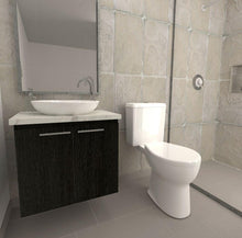 Mueble Lavamanos Stone, Wengue y Marmol Carrara, con un entrepaño interior