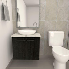 Mueble Lavamanos Stone, Wengue y Marmol Carrara, con un entrepaño interior