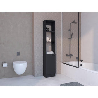 Mueble Auxiliar de Baño Karps, Wengue, con una puerta abatible y manija metalica ZF