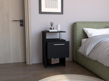 Mesa de Noche Alta Jena, Wengue, con cajon para guardar objetos