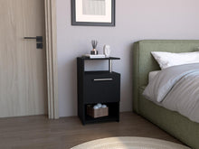 Mesa de Noche Alta Jena, Wengue, con cajon para guardar objetos