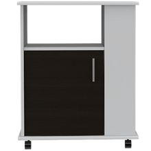 Módulo Microondas Tahara, Wengue y Blanco, con Rodachinas y Varios Entrepaños