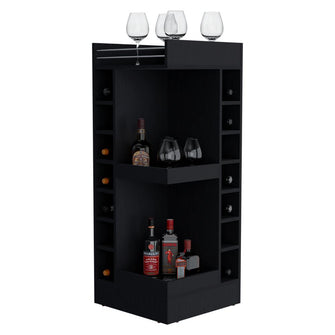 Bar Bajo Esquinero Lym, Wengue, con espacio para ubicar botellas ZF