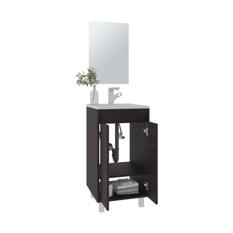 Combo Mueble Para Lavamanos Brandy, Wengue, Incluye Lavamanos Praia 45 y Espejo ZF