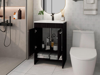 Mueble Para Lavamanos Lorenzo, Wengue, Incluye Lavamanos Praia 60 ZF