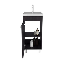 Mueble para Lavamanos Rivera, Wengue, con patas en acero y con gran espació para colocar objetos ZF