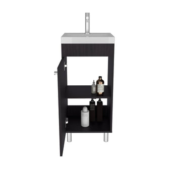 Mueble para Lavamanos Rivera, Wengue, con patas en acero y con gran espació para colocar objetos ZF