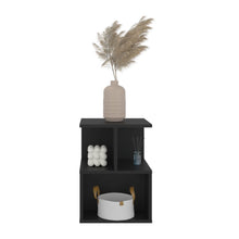 Mesa de Noche Ocaso, Wengue, Con variedad de entrepaños para ubicar objetos, diseño moderno ZF