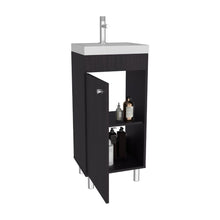 Mueble para Lavamanos Rivera, Wengue, con patas en acero y con gran espació para colocar objetos ZF