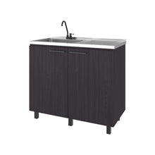 Gabinete Inferior Cantabria, Kronos Wengue, con dos Puertas Abatibles- Mesón Izquierdo y Grifería ZF