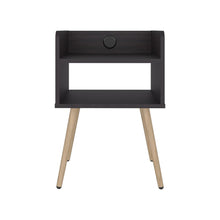 Mesa de Noche Didi USB, Kronos Wengue, Con espacio para almacenar objetos pequeños ZF