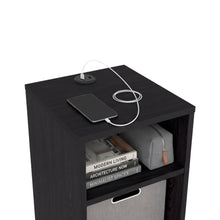 Mesa Auxiliar Mercer USB, Kronos Wengue, Con contenedor en tela y conector USB para tus dispositivos ZF