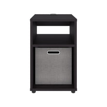 Mesa Auxiliar Mercer USB, Kronos Wengue, Con contenedor en tela y conector USB para tus dispositivos ZF