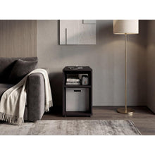 Mesa Auxiliar Mercer USB, Kronos Wengue, Con contenedor en tela y conector USB para tus dispositivos ZF