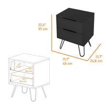 Mesa de Noche Ali, Wengue, con Dos Cajoneras ZF X2