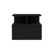 Mesa de Noche Flotante Nube, Wengue con un Cajón y División de dos Entrepaños X2