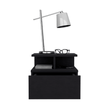 Mesa de Noche Flotante Nube, Wengue con un Cajón y División de dos Entrepaños X2