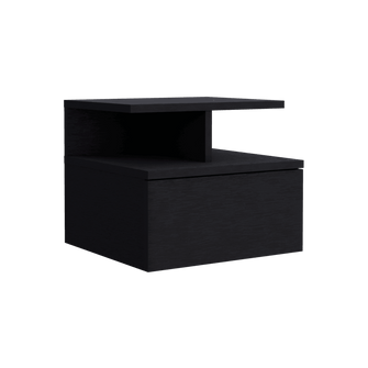 Mesa de Noche Flotante Nube, Wengue con un Cajón y División de dos Entrepaños X2