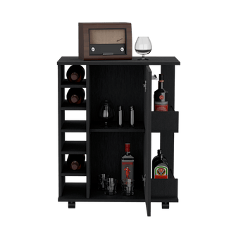 Bar Movible Liam, Wengue, 1 puerta, manija y amplios espacios para ubicar botellas ZF