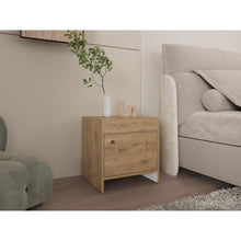 Mesa de Noche Tutto, Macadamia y Blanco Duqueza, con Cajón Para Guardar Objetos Ideal Para Espacios Reducidos