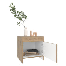 Mesa de Noche Tutto, Macadamia y Blanco Duqueza, con Cajón Para Guardar Objetos Ideal Para Espacios Reducidos