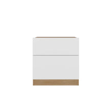 Mesa de Noche Nebrask, Fresno Europeo y Blanco, con Un Cajón Organizador X2