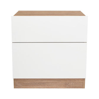 Mesa de Noche Nebrask, Miel y Blanco, con Un Cajón Organizador