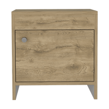Mesa de Noche Tutto, Macadamia y Blanco, con Cajón Para Guardar Objetos Ideal Para Espacios Reducidos