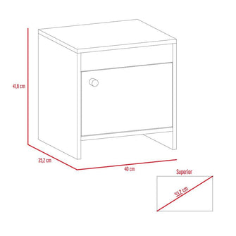 Mesa de Noche Tutto, Macadamia y Blanco, con Cajón Para Guardar Objetos Ideal Para Espacios Reducidos