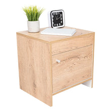 Mesa de Noche Tutto, Macadamia y Blanco, con Cajón Para Guardar Objetos Ideal Para Espacios Reducidos X2