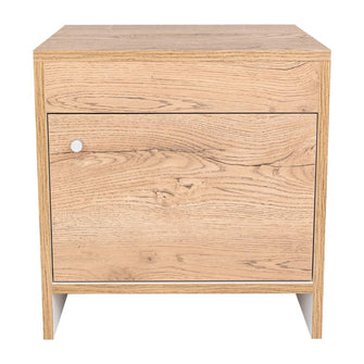 Mesa de Noche Tutto, Macadamia y Blanco, con Cajón Para Guardar Objetos Ideal Para Espacios Reducidos