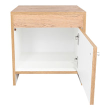 Mesa de Noche Tutto, Macadamia y Blanco, con Cajón Para Guardar Objetos Ideal Para Espacios Reducidos